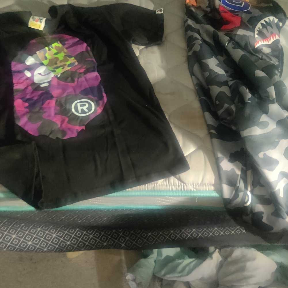 Bape Black and Purple Camo Graphic Tee